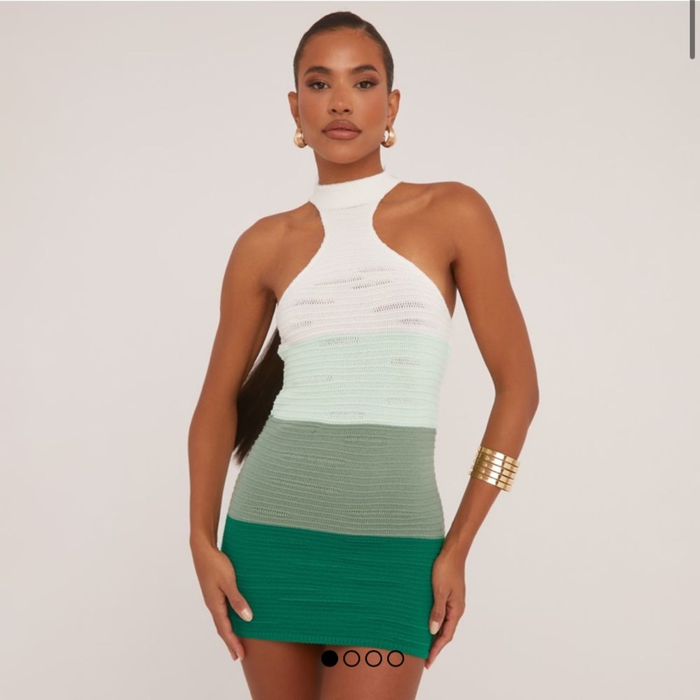 Ego green stripe mini dress